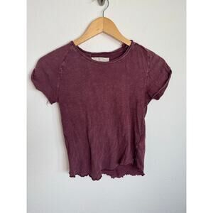 We The Free Womens My Baby Tee Red Maroon Soft Tshirt Size Small